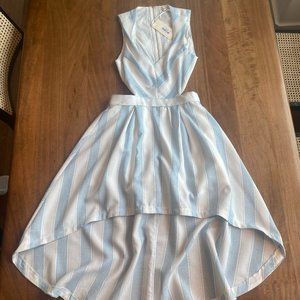 Hi-Low Striped Cut Out Dress